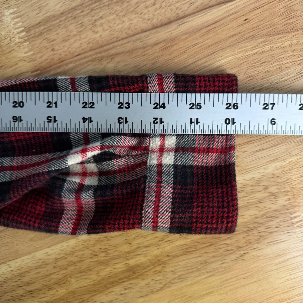 J. Crew Oarsman Flannel Shirt Men Large Tall Red Tan Plaid Long Sleeve Button Up